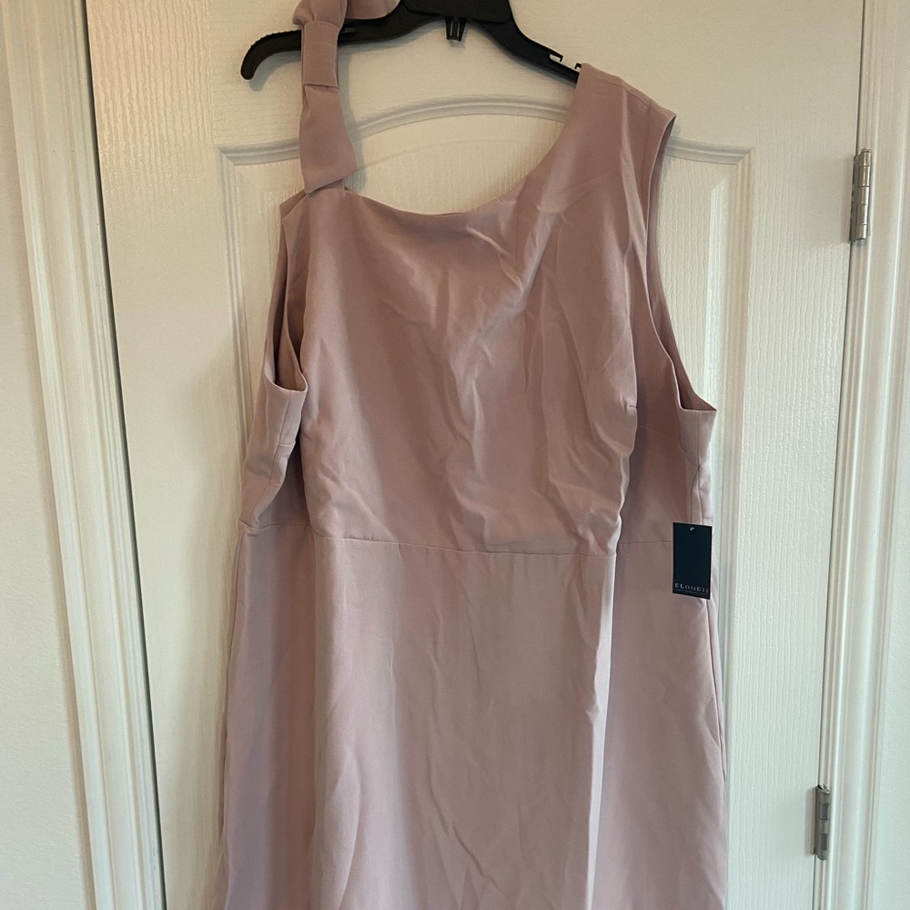 Eloquii Power Pink/Mauve Asymmetric One Shoulder Tie Sleeveless Dress